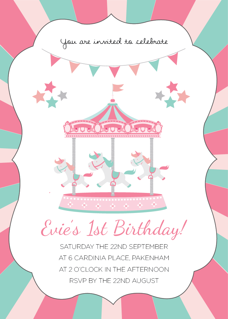 Carousel Birthday Invitations â Bagvania Invitations Ideas